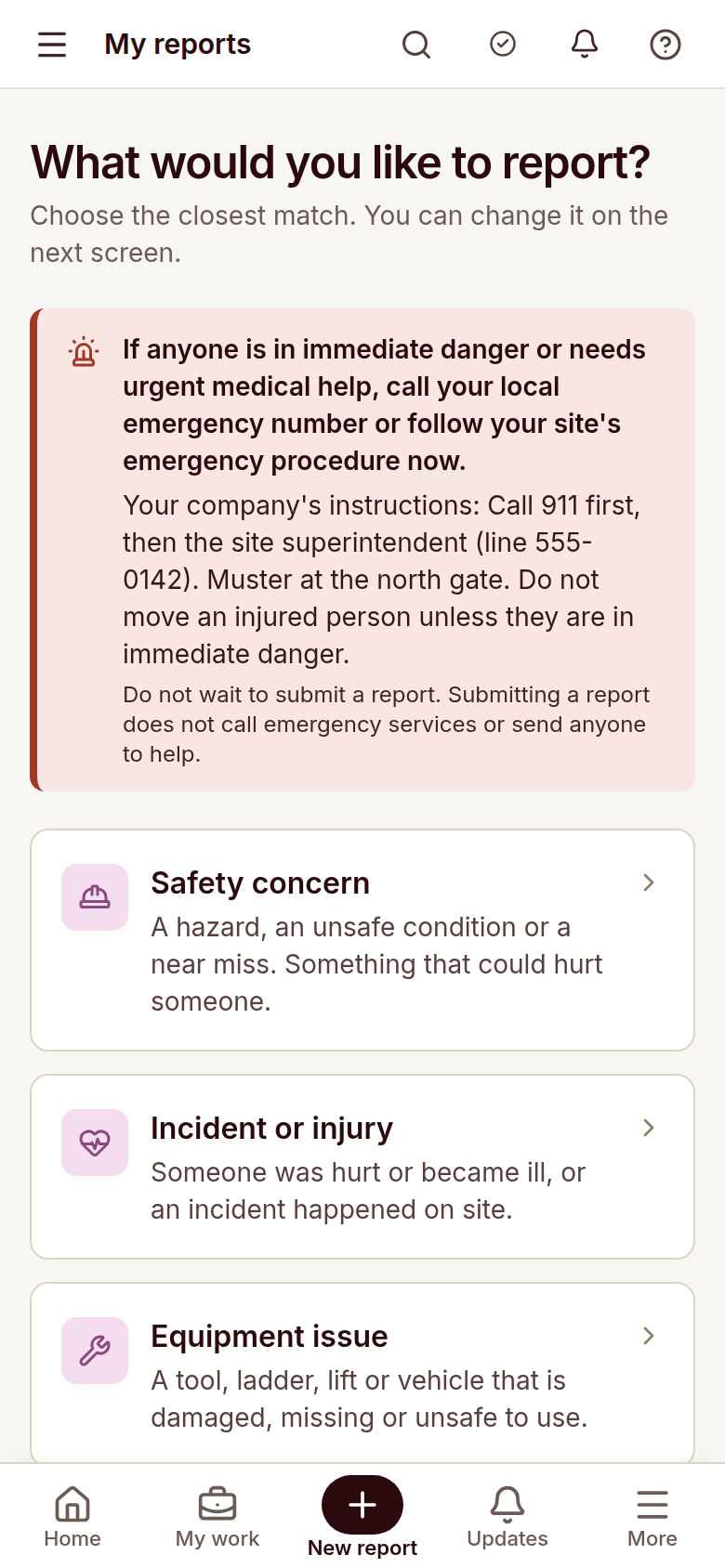 Reldro Report a problem: choose the type.