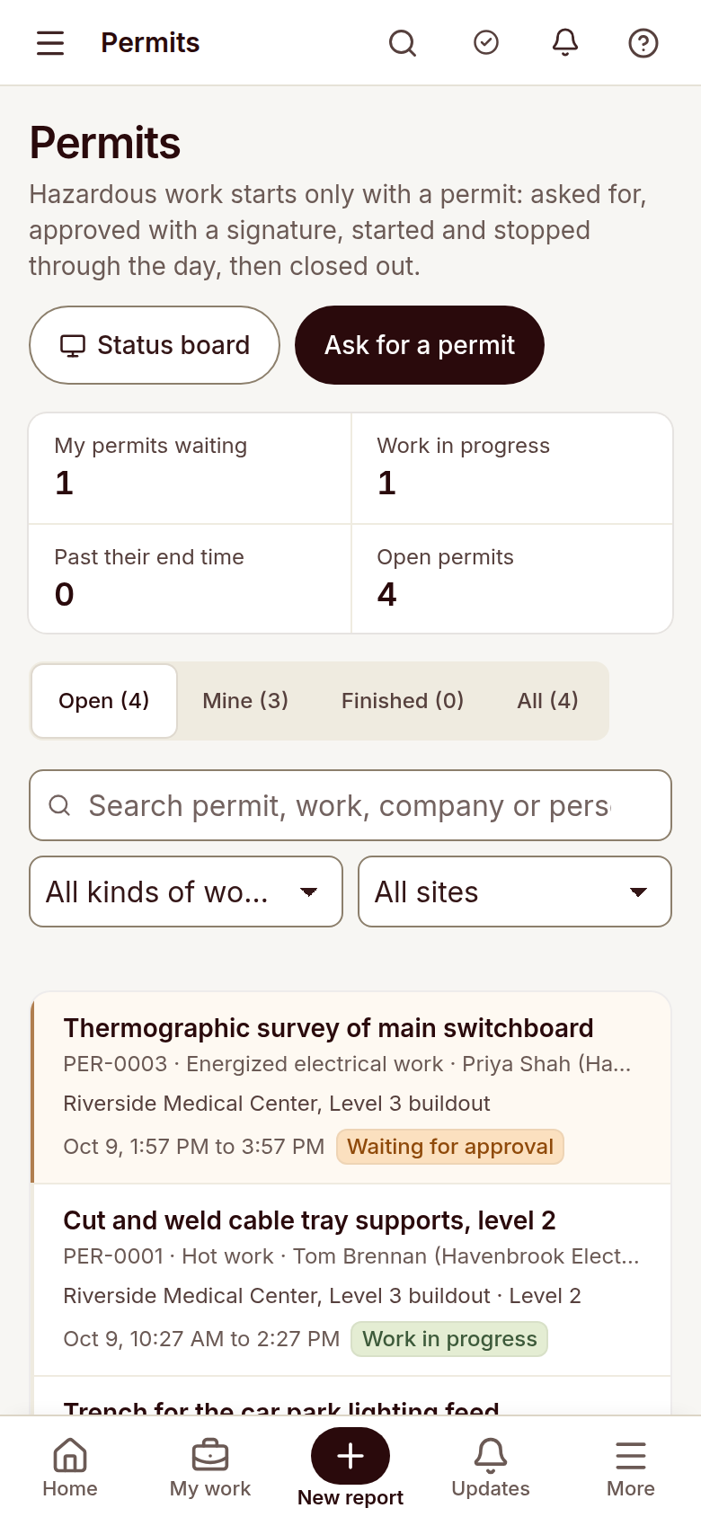 Reldro Permits for the worker.